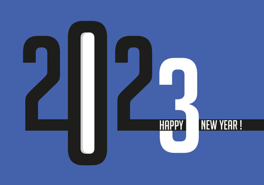 Carte de vœux 2023 pour souhaiter une bonne année avec un graphisme original qui symbolise l’esprit de la création et de conception.
