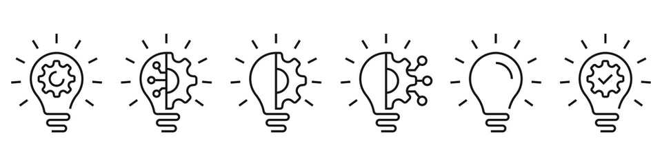 Innovation icon set. Light Bulb - Idea symbol. Innovation editable stroke icons collection. Vector © OpenDesigner