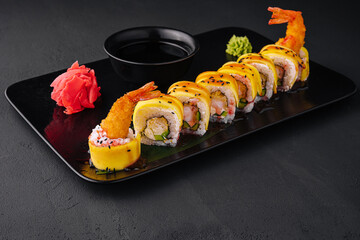 Hot Crispy Deep Fried Sushi Rolls with shrimp