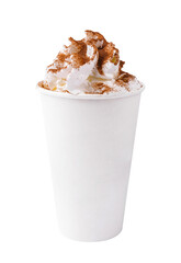 Latte coffee with whipped cream isolated