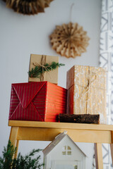 Colorful gift boxes for the Christmas holidays.