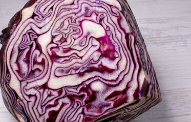 Fototapeta premium red cabbage on wooden background