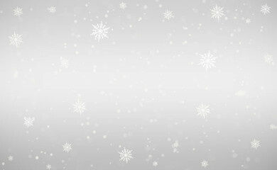 Naklejka na ściany i meble Snow gray background. Christmas snowy winter design. Blurred background
