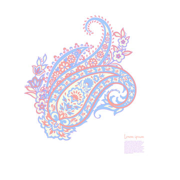 Paisley vector isolated pattern. Damask floral illustration in batik style © antalogiya