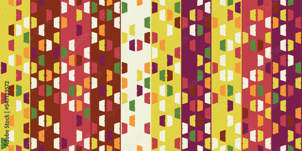 Poster Multi-colored texture tile from columns of different colors. Hexagons divided into two parts, colored texture tiles. For print and stylish decor, seamless pattern and textures.