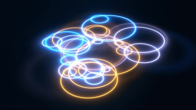 leuchtende, kreise, dynamisch, bewegung, neon, ringe