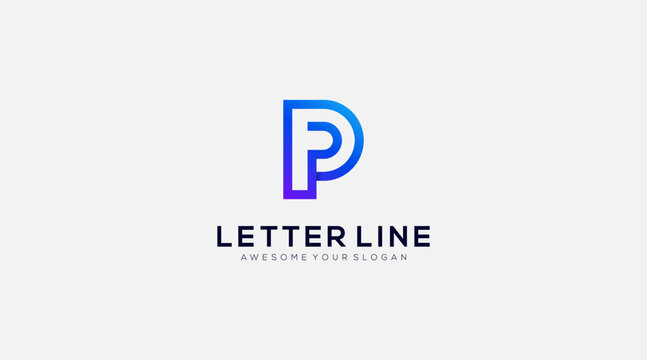 Letter p line icon logo design vector template