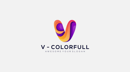Premium letter V colorful logo design vector template