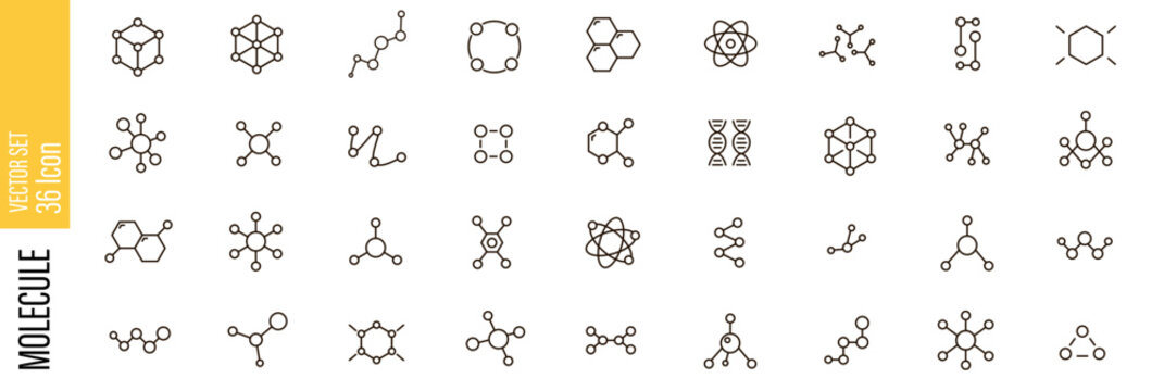 Molecule or formula icon set vector