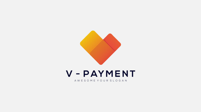 Letter v payment logo design vector template