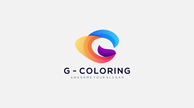 Letter G coloring Modern Shape Logo Design Template Element