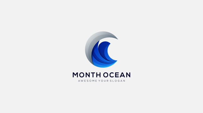 Abstract design of month ocean logo design vector