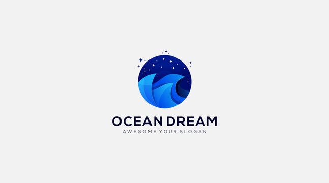 Ocean dream vector logo design simple icon