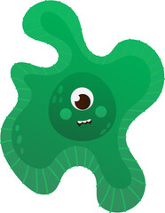 Fototapeta premium Childish virus or germ illustration in cartoon style for children poster design or print, health and medicine concept bacteria