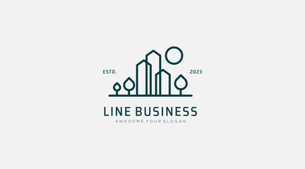 Line finance logo design vector template