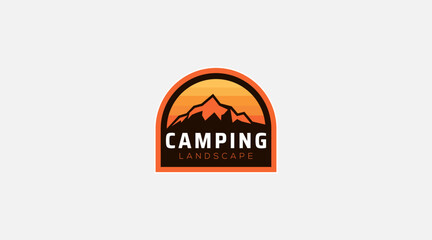 Camping landscape mountain vector logo design template