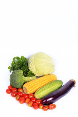 Healthy Food Fresh Vegetables on isolated white background.