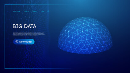 Big data sphere shield. Protect dome energy field. Technology background.