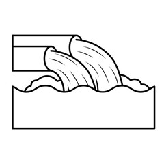Two Sewer Pipe Pour Out Concept, wastewater drainage vector outline icon design, Water Treatment and Purification Plant symbol, Environment Friendly Industry Sign,Desalination Biotechnology stock