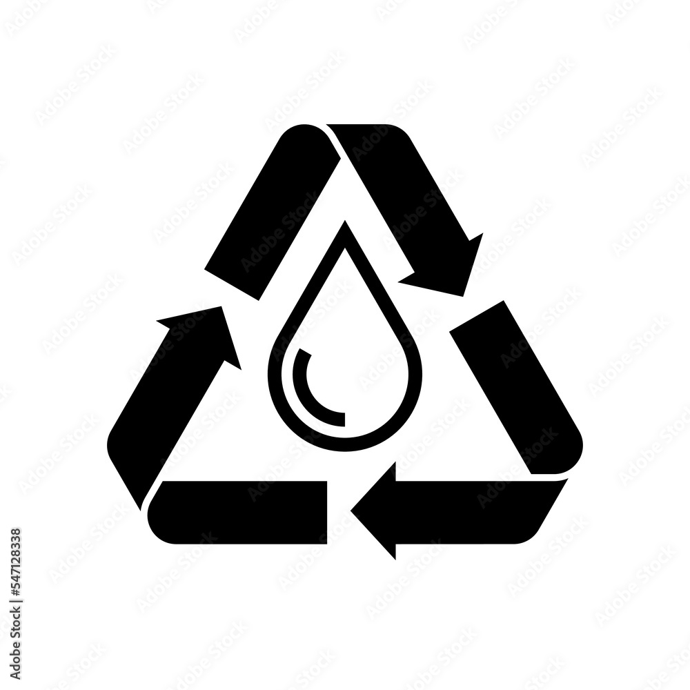 Poster Recycle water isolated vector icon badge logo