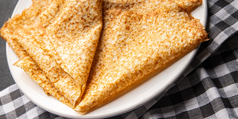 thin pancake crepe sweet delicious snack healthy meal food snack on the table copy space food background