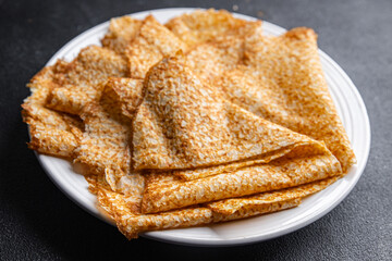 thin pancake crepe sweet delicious snack healthy meal food snack on the table copy space food background