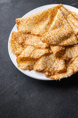 thin pancake crepe sweet delicious snack healthy meal food snack on the table copy space food background