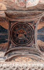 Religious frescoes painted on the ceiling of Stavropoleos Monastery Church (Manastirea...