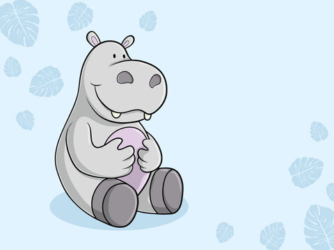 Gl&uuml;ckliches Comic Nilpferd