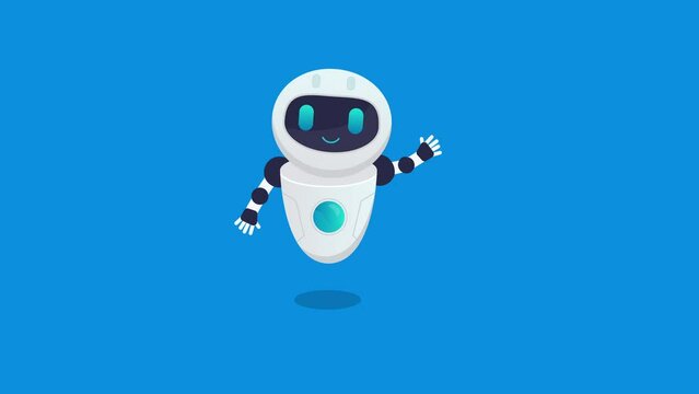 cute bot animation.robot character animation. flat modern style cartoon character.