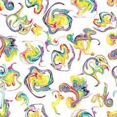 Abstract geometric design with psychedelic swirling paint. Modern, trendy design elements seamless