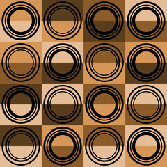 Brown geometric design with circles and squares
