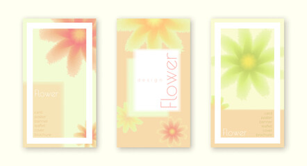 Stylish cute flower posters for any purpose. Soft gentle colors. Flowers with texture are like real. Soft red, orange, yellow, green