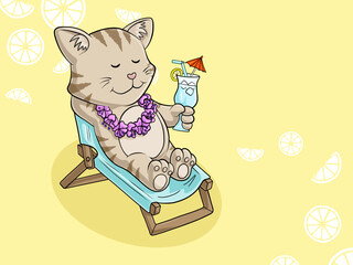 Sonnenbadende Comic Katze