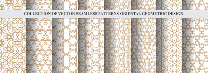 COLLECTION OF VECTOR SEAMLESS PATTERNS-ORIENTAL GEOMETRIC DESIGN 