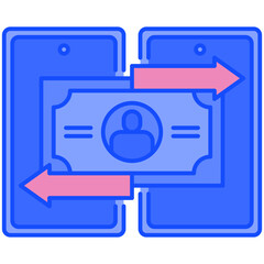 mobile transfer blue line icon