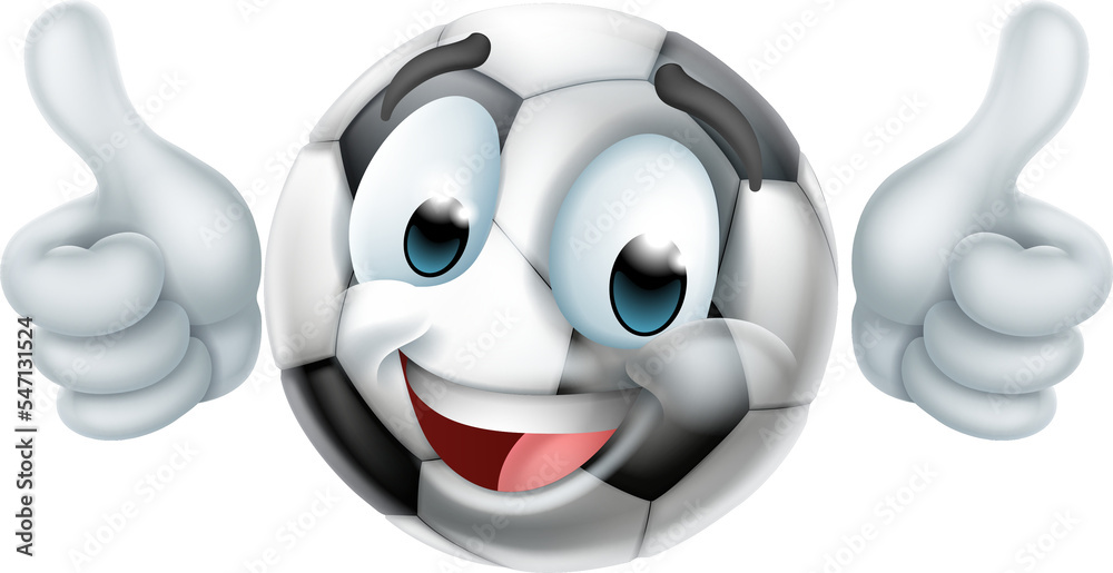 Poster soccer ball emoticon face emoji cartoon icon