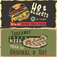 2 vintage food posters. Vector illustrations.