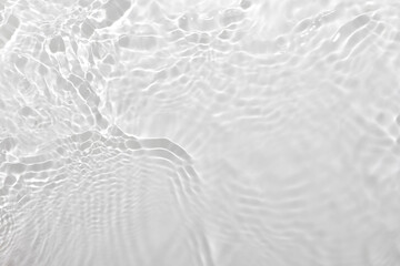 Fresh water background. Neutral white pattern with cleat rippled water texture and splashes. Top...