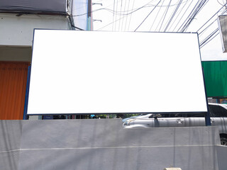 mockup of empty billboards on the side of the highway, blank advertising poster templates, information banner placeholder mock ups