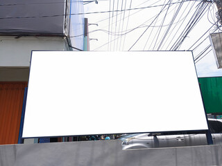 mockup of empty billboards on the side of the highway, blank advertising poster templates, information banner placeholder mock ups