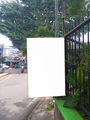 mockup of empty billboards on the side of the highway, blank advertising poster templates, information banner placeholder mock ups