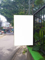 mockup of empty billboards on the side of the highway, blank advertising poster templates, information banner placeholder mock ups