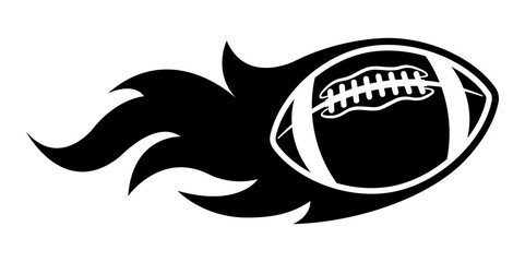 Black rugby ball vector image with tribal fire flame American football car sticker motorcycle decal and sport logo template © Artoholics