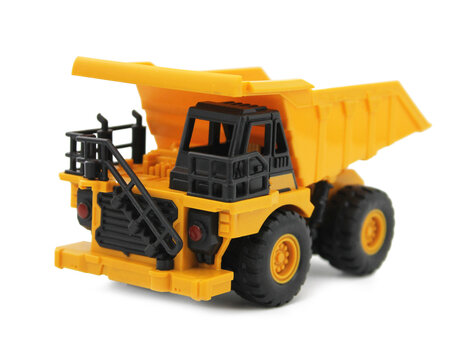 Toy building car yellow isolated on the white background