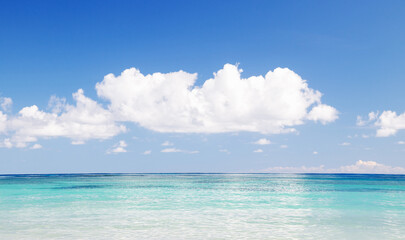 Fototapeta na wymiar Tropical seascape white cloud above blue sea.