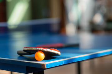 closeup table tennis with blur background, sport