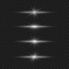 Line, star shiny white light effect vector illustration on transparent background