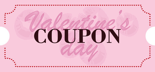 Valentine's day ticket coupon valentine's day decorations pink red kiss winter online commerce online store event invitation valentines day 2024 - obrazy, fototapety, plakaty
