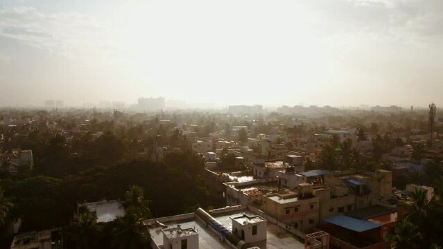Sunrise in a Indian city.